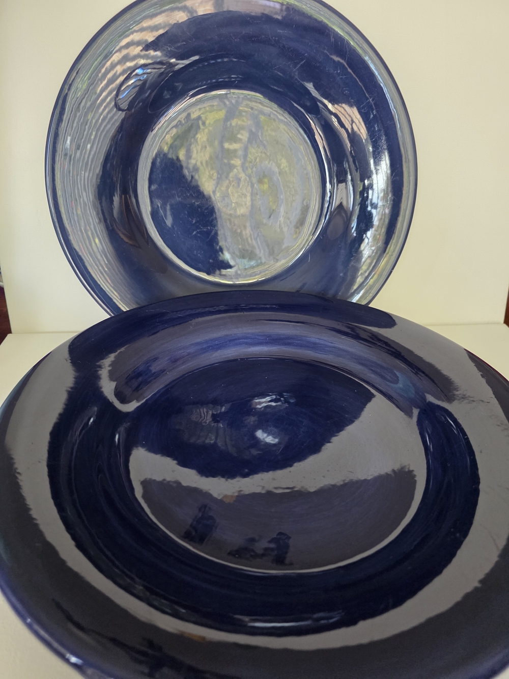 Pottery Barn Deep Navy Ceramic Plate Pair Of 4.